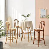 Minimalistic Wooden Bar Stool with Rattan Seat - Perfect Design for Your Room tzm-555